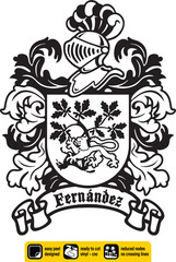 Escudo de Armas Sello Heráldico Apellido Fernández Heráldica Española Blasón Símbolo Antigua Familia Historia Genealogía