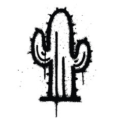Graffiti spray paint Symbol Cactus Isolated Vector © Titikdrawn