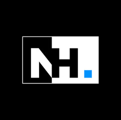 NH company name initial letters icon with black and blue colors.