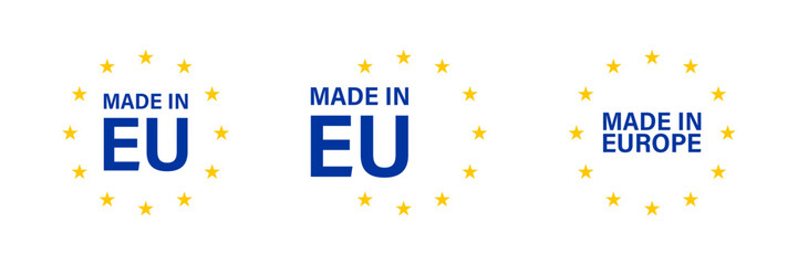 EU, made in Europe. Label quality set icon. Vector isolated illustration © M-KOS