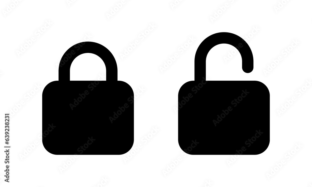 Poster lock and unlock icon vector in flat style. open and close padlock sign symbol