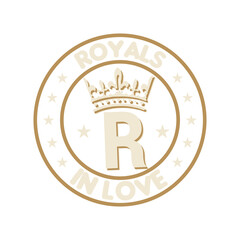 Royals in love t-shirt and logo design - obrazy, fototapety, plakaty