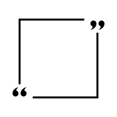Text quote sign in flat style. Square quotes frame icon vector