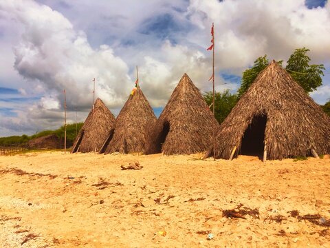 Tribal traditional house on Tablolong beach in Kupang, Indonesia