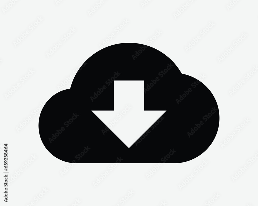 Poster download cloud icon server storage internet data connection computer black white outline shape vecto
