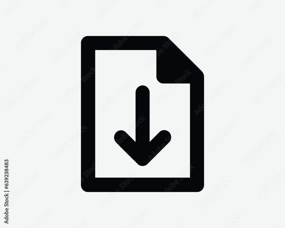 Poster download file document web page archive storage save paper text icon black white outline shape vecto