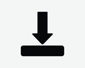 Download Icon Down Load Loading Server Storage Data Archive Arrow Computer Button Black Shape Vector Clipart Graphic Artwork Sign Symbol Illustration