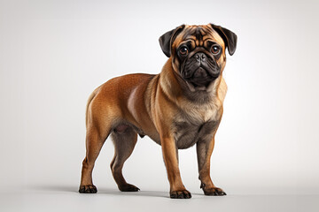 Obraz premium a smiling pug jumping on isolate white background