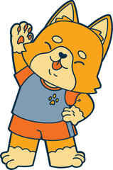 Cute dog doing exercise, cartoon vector illustration