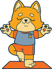 Cute dog doing exercise, cartoon vector illustration