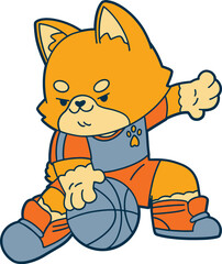 Cute dog doing exercise, cartoon vector illustration