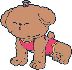 Cute poodle dog doing plank cartoon character