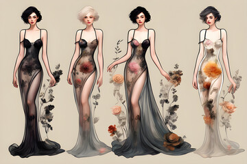 two women in red dresses, Generative AI