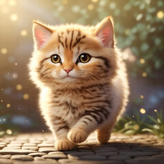 Obraz premium cat in the garden, American Bobtail Cat, Kitten, breed, 