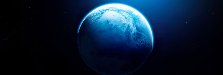Fototapeta premium Pluto with its tenuous blue atmosphere, showcasing its unique atmospheric properties.