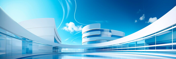 Abstract Hospital Building: stylized, abstract depiction of a modern hospital building with sleek lines and geometric shapes.