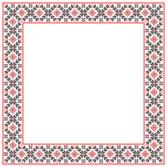 Vector illustration of Ukrainian ornament in ethnic floral style, identity, vyshyvanka, embroidery for print clothes, websites, banners. Background. Geometric design