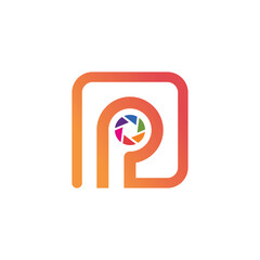 Letter P logo design element vector with camera concept