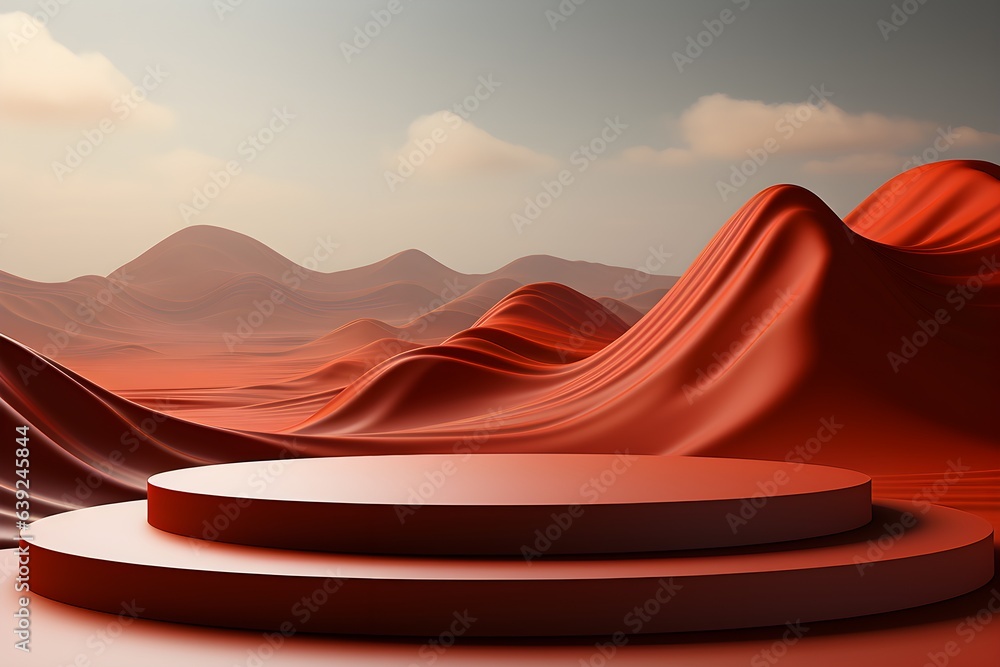 Poster 3d realistic podium for product shooting with a lot of space to put a product with abstract scene co