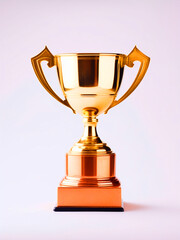 Golden trophy mockup on isolated grey background - ai generative