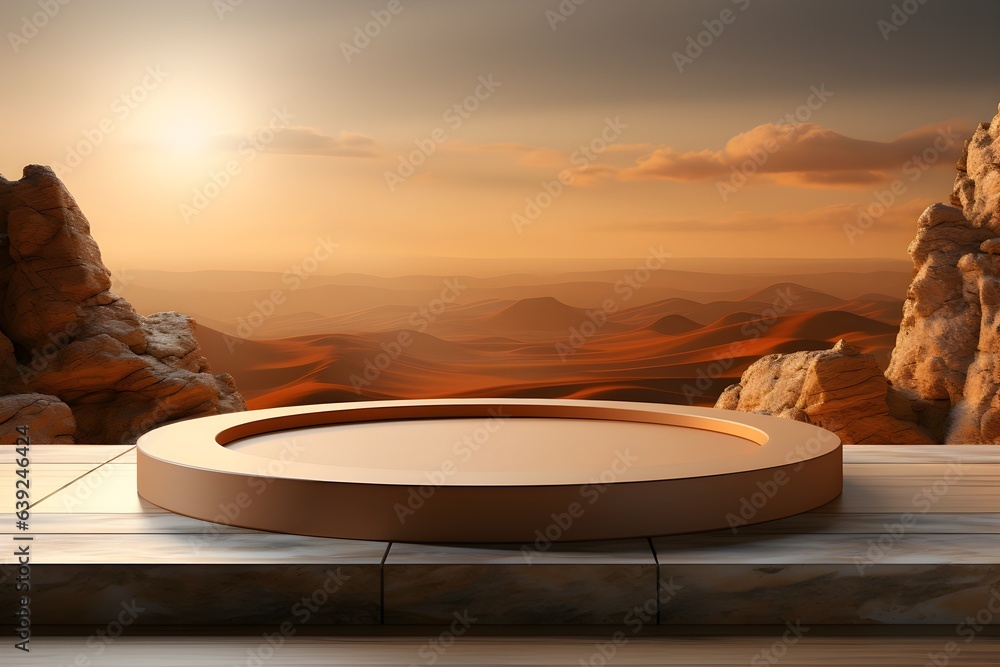 Poster 3d realistic podium for product shooting with a lot of space to put a product with abstract scene co
