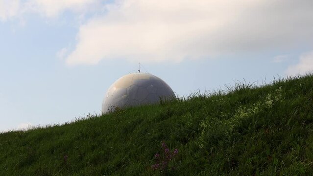 the old radom radar on the wasserkuppe mountain of the roehn in germany video