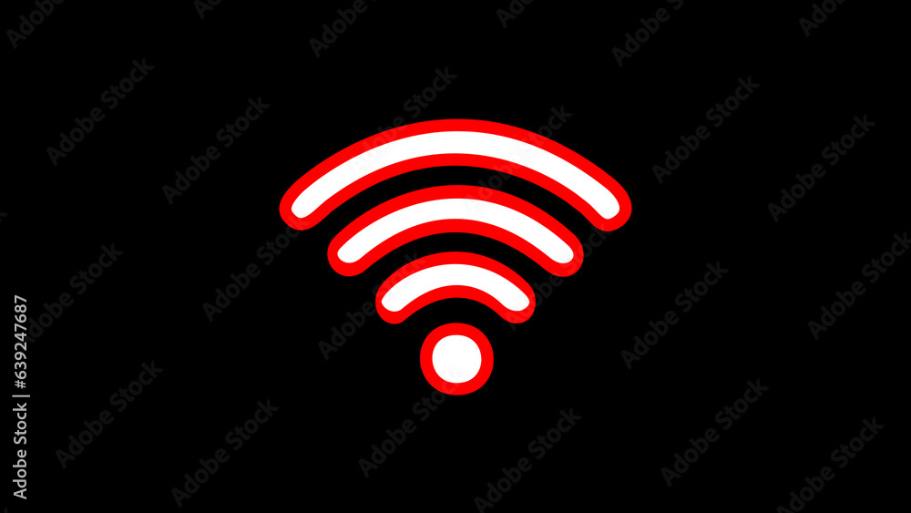 Poster wifi signal icon. black color wifi point icon on red background. wifi icon wireless internet connect