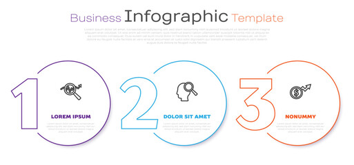 Set line Search data analysis, people and Financial growth dollar. Business infographic template. Vector