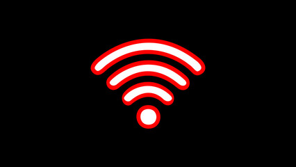 wifi Signal Icon. black color wifi point icon on red background. Wifi icon wireless internet connection signal. WiFi icon, wireless technology symbol.