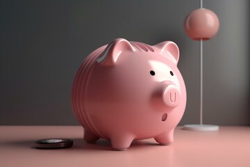 3D rendering of a piggy bank with a heater, symbolizing household heating costs. Generative AI