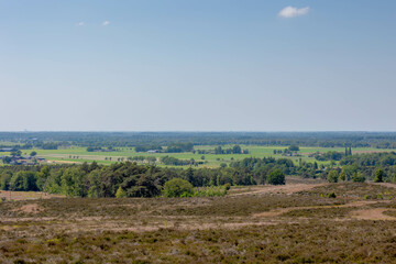 Fototapeta premium Overview of Overijssel landscape between Ommen and Hellendoorn at Lemelerberg (monument) The Pieterpad is a long distance walking route in the Netherlands, The trail runs from Groningen to Maastricht.