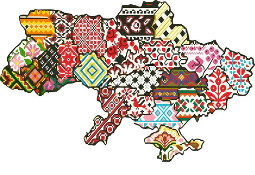 Map of Ukraine embroidery by regions of the country