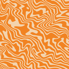 Retro psychedelic background for social media post. Trendy 70s distorted wavy square backdrop in groovy style. Vector abstract trippy pattern. Twisted ripple marble texture