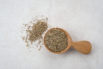 Fresh and dried herbs rosemary leaves
