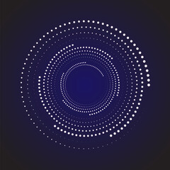 Circular dot frame. Circle border with effect halftone. Modern faded ring. Semitone shape round. Point sphere boarder.