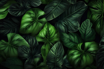 Fototapeta premium palm jungle colourful nature garden background forest tropical leaf tree green. Generative AI.