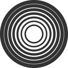 Thin black line vortex of concentric circles. Simple flat abstract illustration.