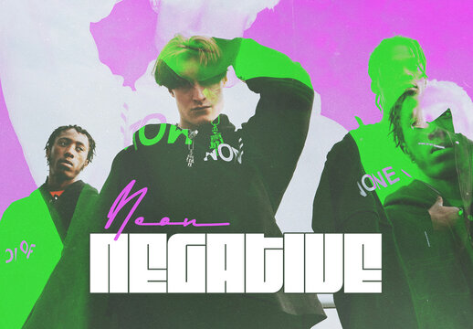 Futuristic Neon Negative Photo Effect Mockup