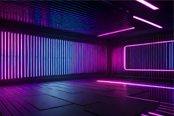 Abstract background with neon room