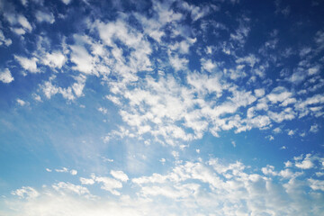 Blue sky with white clouds. Background sky gradient 