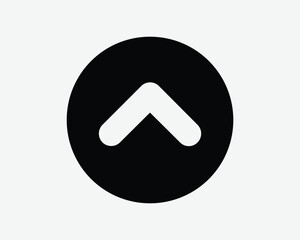 Round Up Arrow Icon North Upward Upload Circle Circular Button Point Pointer Navigation Direction Path Black Vector Graphic Illustration Sign Symbol
