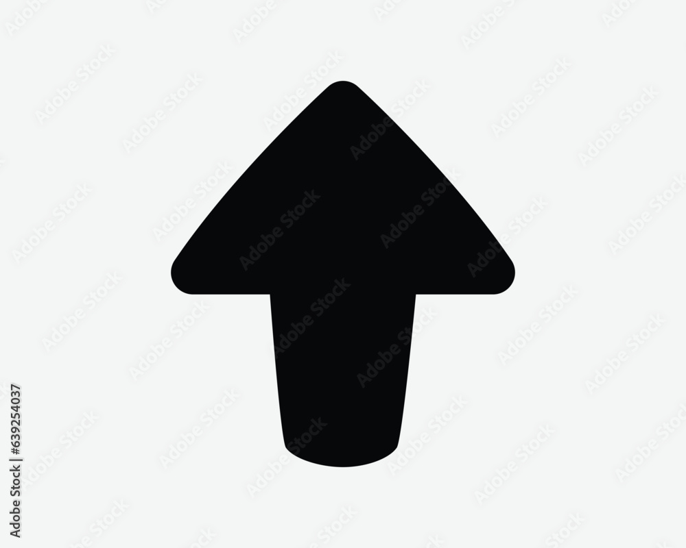 Poster up arrow icon upwards upward point pointer direction navigation north ahead enter entrance path blac