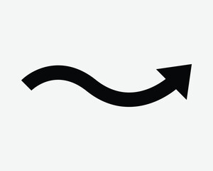 Wave Arrow Right Up Icon Point Pointer Wavy Curvy Curvy Bend Curly Path Navigation Position Black White Shape Vector Illustration Artwork Sign Symbol