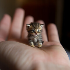Miniature Cat in Someone's Hands
