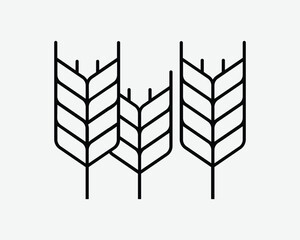 Wheat Icon Grain Farm Crop Rice Rye Barley Cereal Seed Corn Organic Plant Farming Black White Outline Shape Vector Clipart Graphic Artwork Sign Symbol