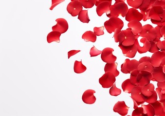 red rose petals on white background