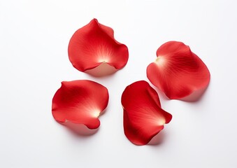 red rose petals on white background
