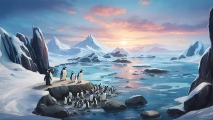 Fotobehang Penguin habitat iceberg in polar regions © Love Mohammad