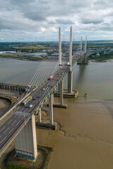 Dartford Crossing, Dartford, Kent. July 31st 2023. Aerial view of the M25 Dartford Crossing over...