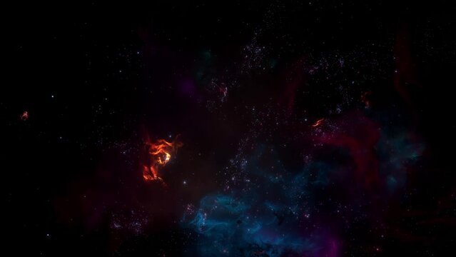 Blue and Purple Galaxy Nebulae and Stars Flight through Space Science Background